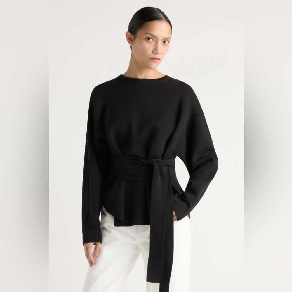 Pink Martini Black Tie Waist Sweater L